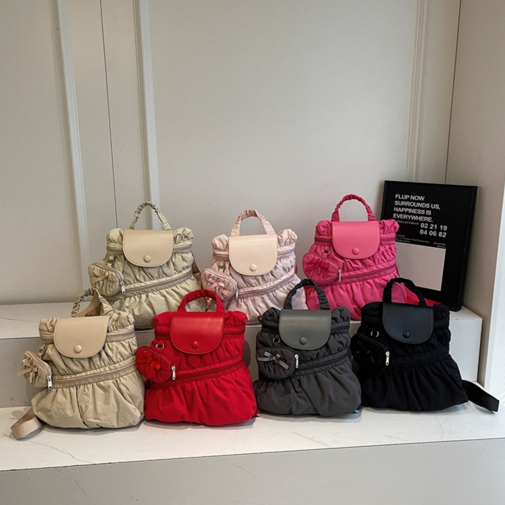 2025 Free Shipping Designer Bag Women's Backpack Sweet And Fashionable Pleated Skirt Handbag Campus Student Backpack Outdoor Travel Vacation Back