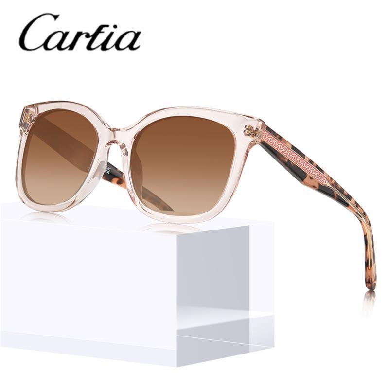 CARFIA Cat Eye Acetate Polarized Sunglasses for Women UV Protection, Retro Ladies Eyewears with Embossed Pattern Wire Core