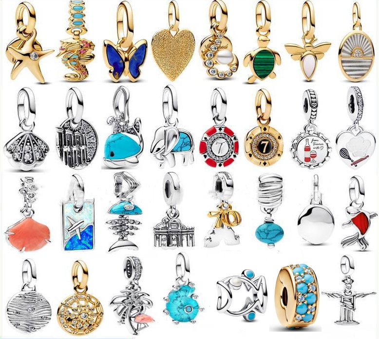 2025 Summer hot selling collection 925 Sterling silver Blue Ocean charms beads fit bracelet DIY for women jewelry gift free shipping