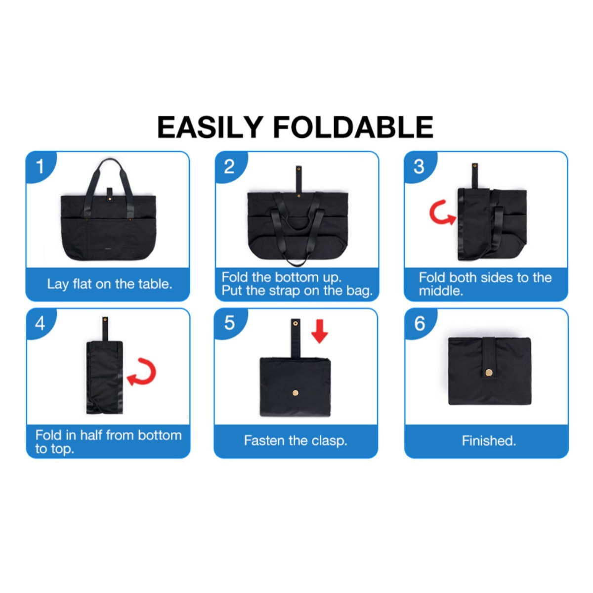 B56 Spot Check New Foldable Handbag Large Capacity Simple Shoulder Bag Large Size Bag Can Be Folded into Portable Small Bag