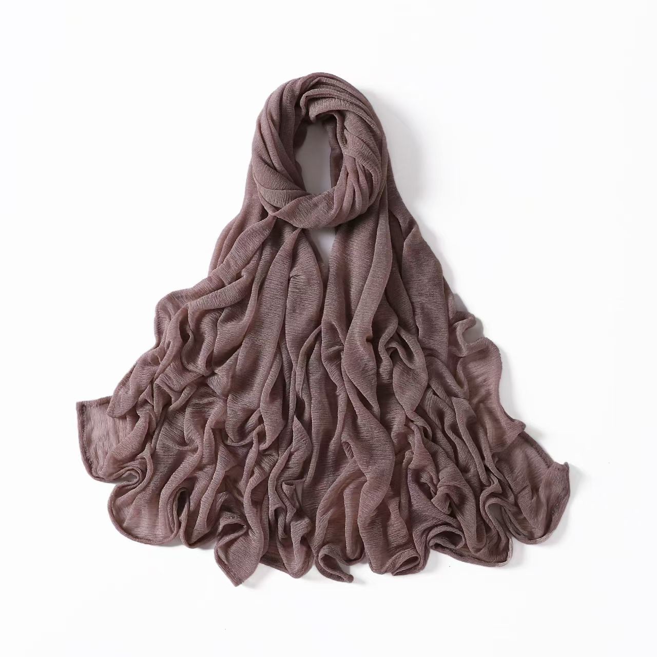 T740 solid color headscarf scarf elastic wrinkled bark pleated cotton solid color long scarf Indonesian scarf