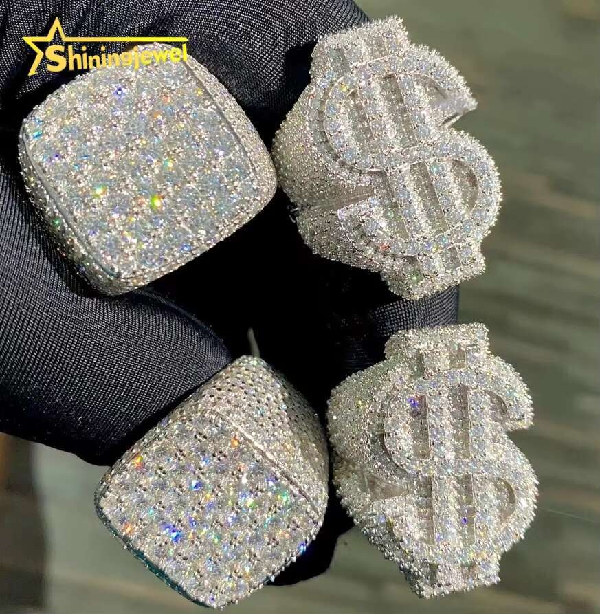 Pass Tester Fashion Custom Hip Hop Style Ring Iced Out VVS D Moissanite Dia Jewelry Sterling Sier Rings Men Women 29
