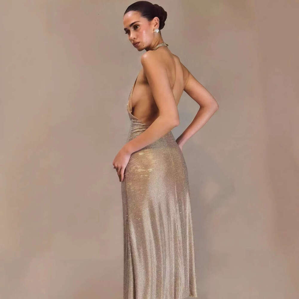 Maxi Dress Women S Fashion Sexy Deep V Neck Party Dance Sequin Suspender Short Skirt Dress KQ