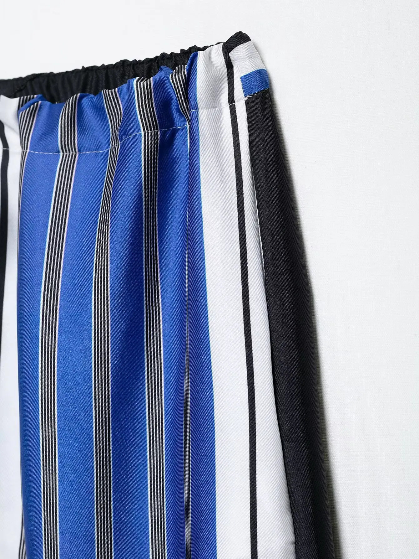 ZEVITY 2025 Women Fashion Color Matching Striped Print Elastic Waist Straight Pants Female Summer Long Trouser P9101 250506