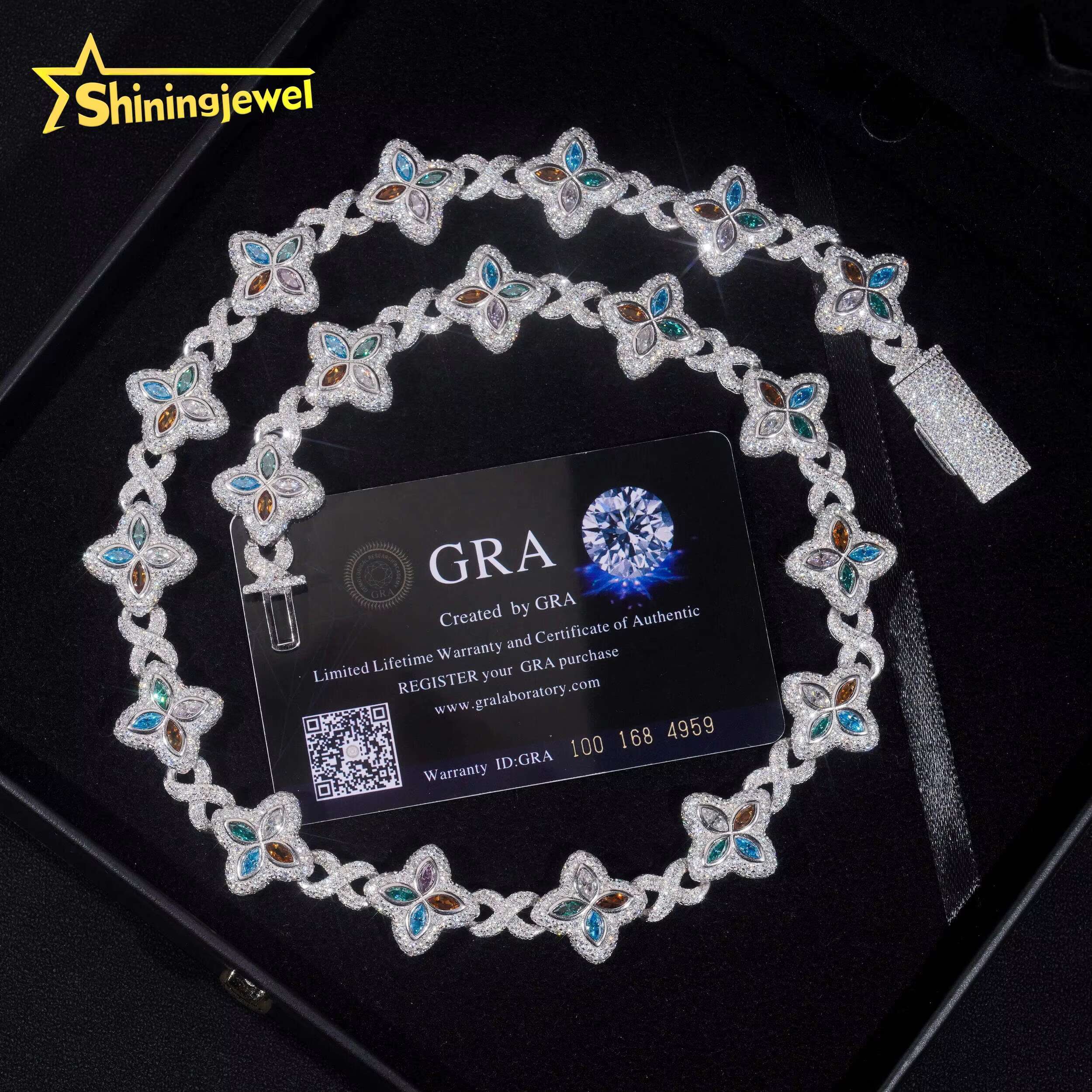 New Luxury Man Rapper Style Jewelry Iced Out 925 Silver Hip Hop VVS1 Moissanite Diamond Infinity Miami Clover Cuban Link Chain