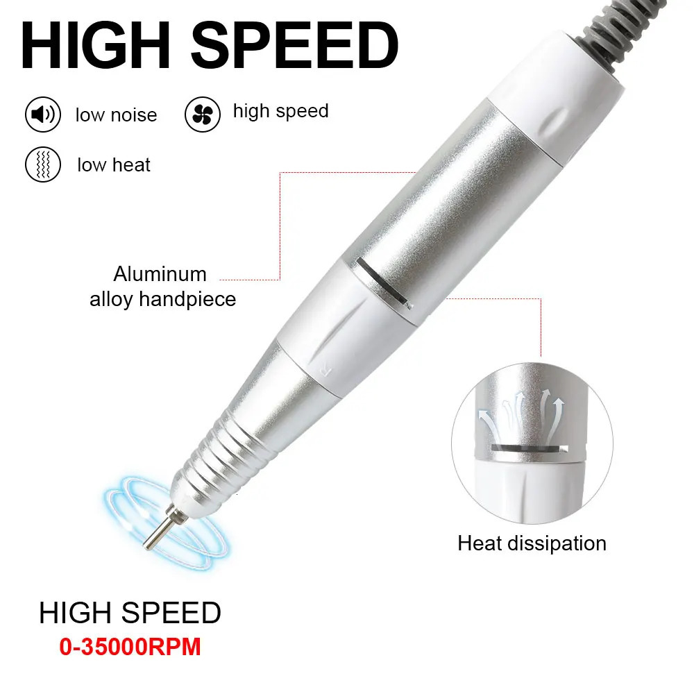 35000rpm 5Pins Electric Nail Drill Machine Handle Handpiece Pedicure Replacement Pen Manicure Beauty Tool ABE Accessory 250517
