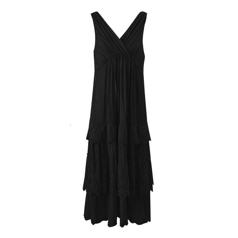 Maxi Dress Interpretation Of Beauty NEW OPEN Internet Celebrity Summer French Cake Skirt Female Temperament Sleeveless V Neck Dress Formai Dress