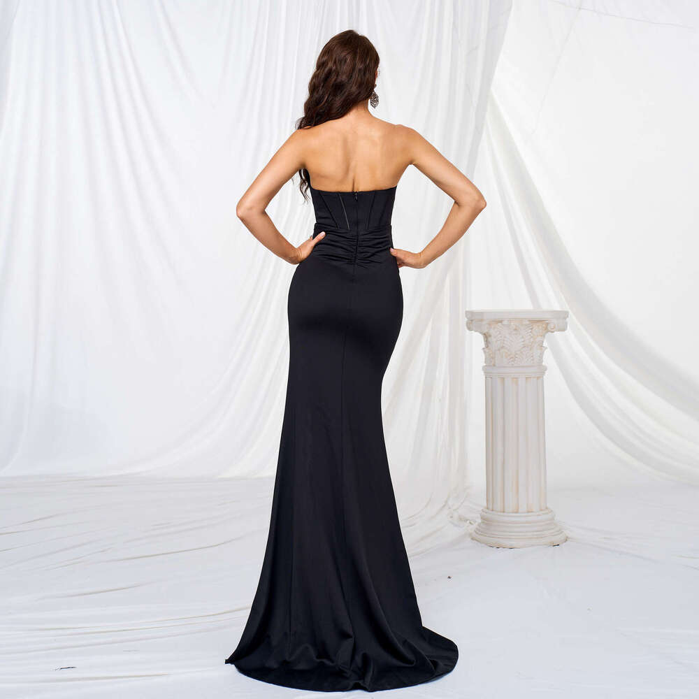 Maxi Dress High End Temperament Elegant Chest Hugging One Neck Long Style Banquet Display Evening Bridesmaid Dress Dress KQ