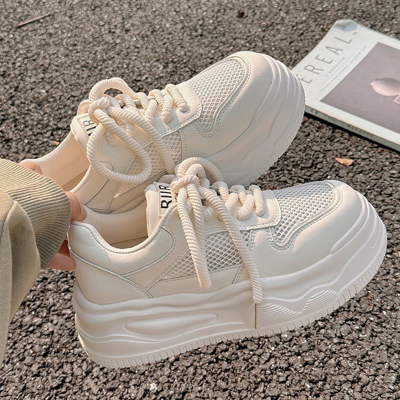 New Chinese style white summer shoes, new sponge shoes, designer mesh soles, women's breathable multifunctional thick soled sports shoes