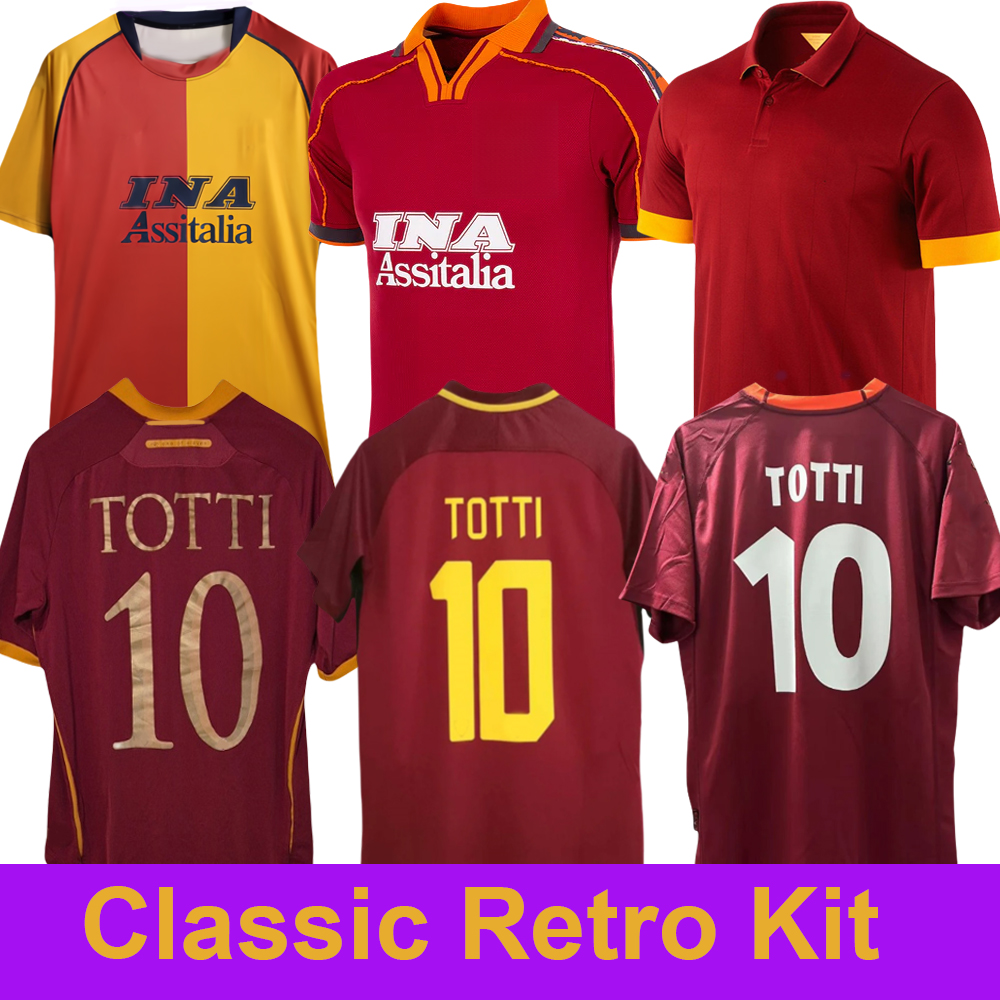 Retro AS ROME 98 99 Soccer jerseys Totti 91 92 2000 2001 Vintage football shirts De Rossi FALCAO GIANNINI Cafu ALDAIR MONTELLA BATISTUTA CONTI Match kit