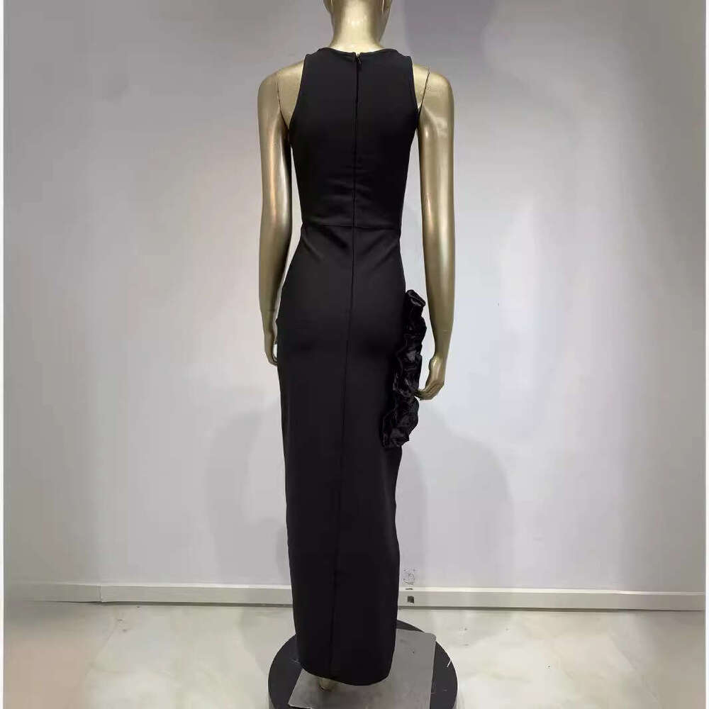 Maxi Dress New Bandage Skirt Sleeveless Patchwork Leg Exposed Banquet Party Dress KQ