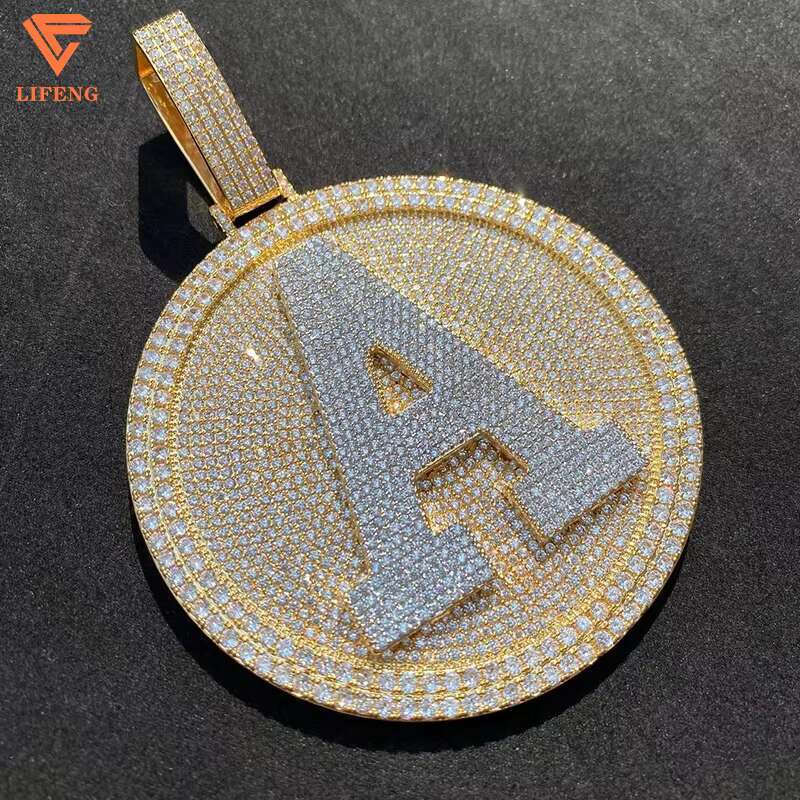 Custom 925 Silver Moissanite Pendant Full VVS Iced Diamond 14K 18K Gold Plated Hip Hop Style Circle Pendant Men Gra Certificate