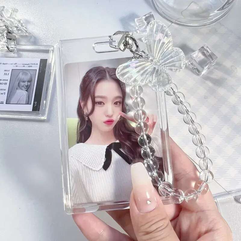 INS Crystal Butterfly Photocard Holder Transparent 3 inch Sleeve Student Bus ID Case Idol Photo Card Protector designer bag