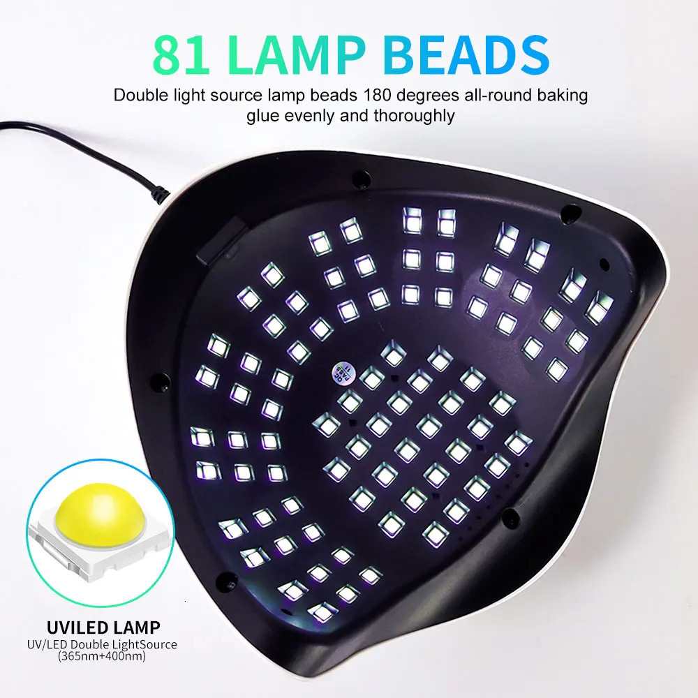 81LED UV Nail Art Lamp Dryer with 4 Timers and Auto Sensor Curing Lamp Professional Curing Gel Nail Polish Manicure Tool 250517