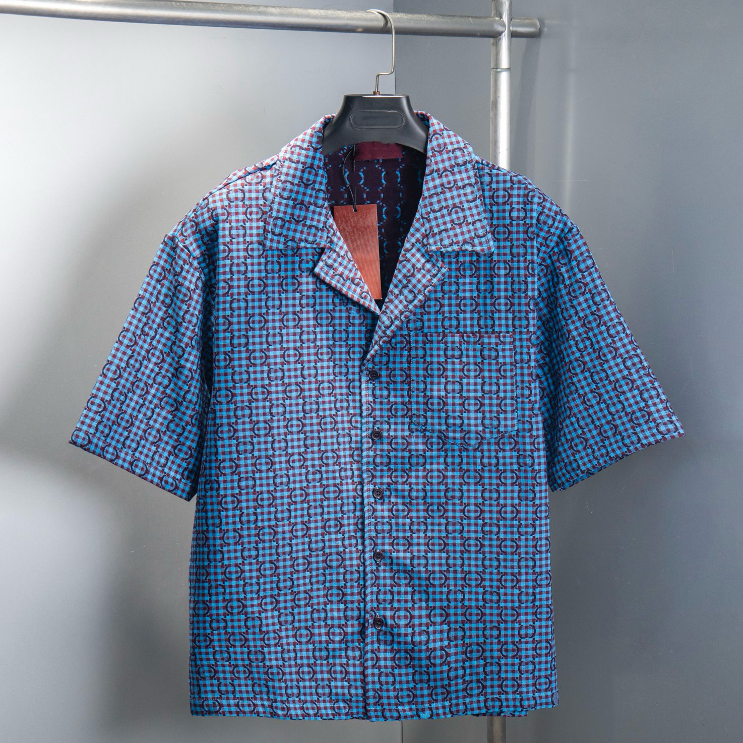 High quality designer men's shirt, summer men's casual shirt, small jacquard shirt, full printed short sleeved shirt, fashionable classic letter top