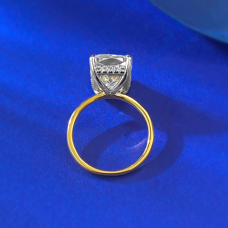 Luxury Jewelry Wedding Rings Genuine 100% S925 Sterling Silver Long Ice Flower Cut Square White Moissanite Diamond Lady Designer Engagement Eternity G