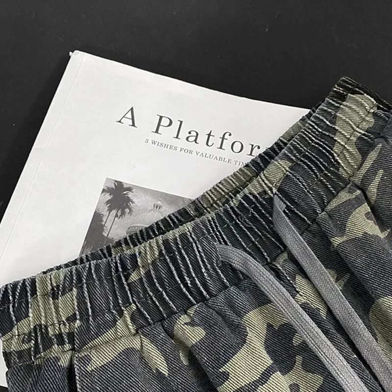 High Waist American Style Camouflage Work Pants Straight Leg n Sensation Casual Workwear Trousers for Shorties 250506