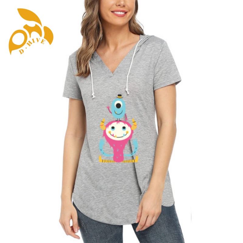 Free Shipping Designer Summer Oversize shirt Customized Tees Ladies' short-sleeved V-tie hat T-shirt S-XXL