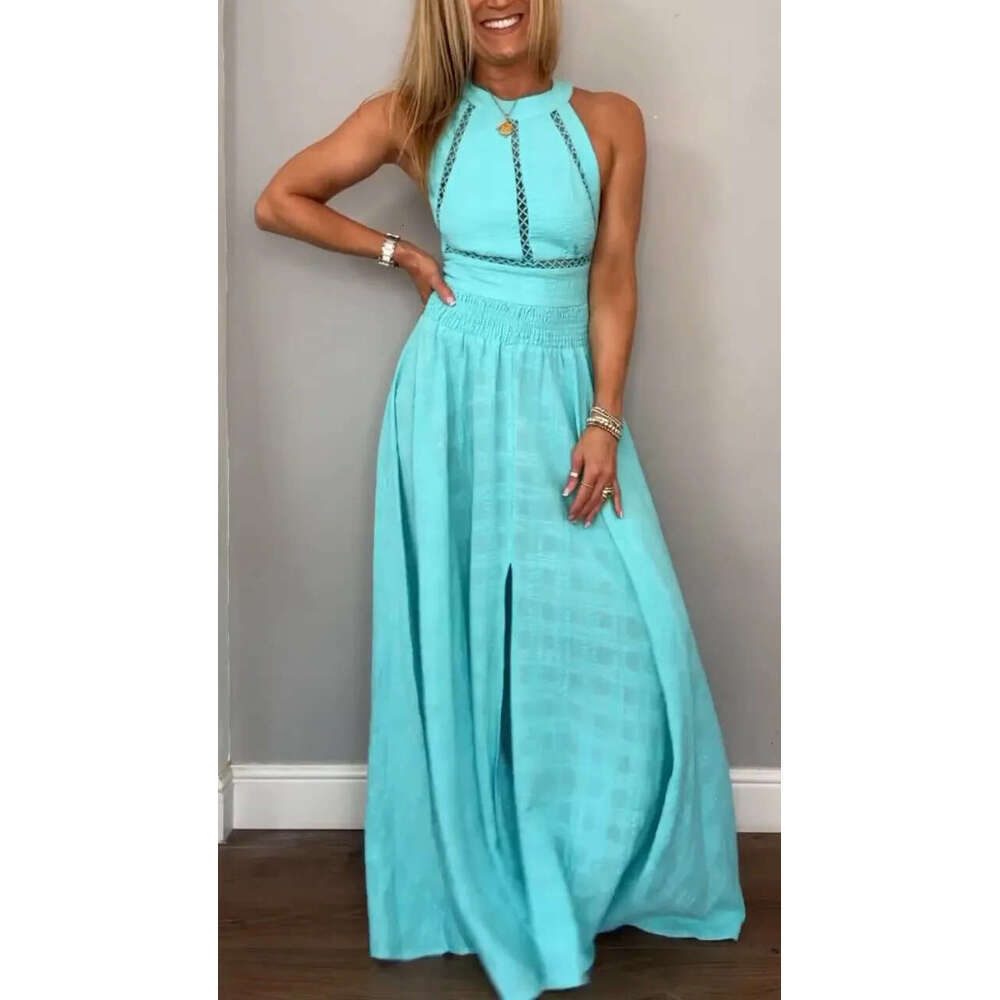 Maxi Dress Summer New Women S Halter Neck Sleeveless Backless Lace Up Dress Long Skirt Dress KQ