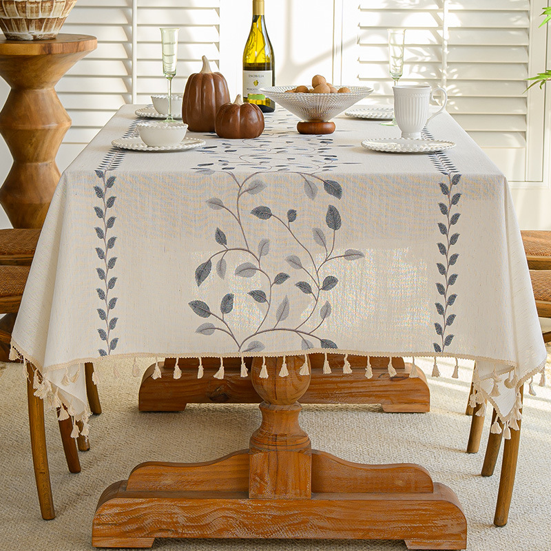 D305 new three-dimensional embroidered tablecloth American light luxury high-end rectangular tablecloth retro atmosphere desk coffee table