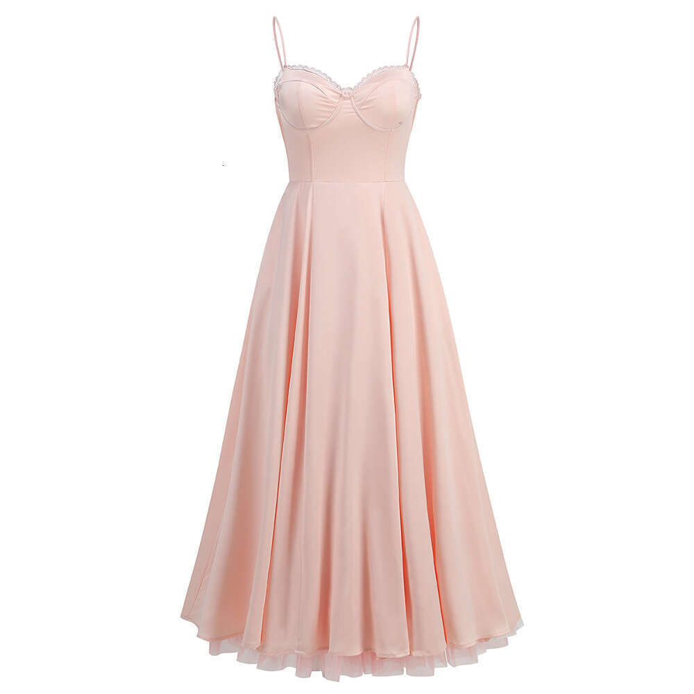Maxi Dress High End Women S Sexy Suspender Hard Mesh Large Hem Long Skirt Temperament Slim Fit Dress Skirt KQ