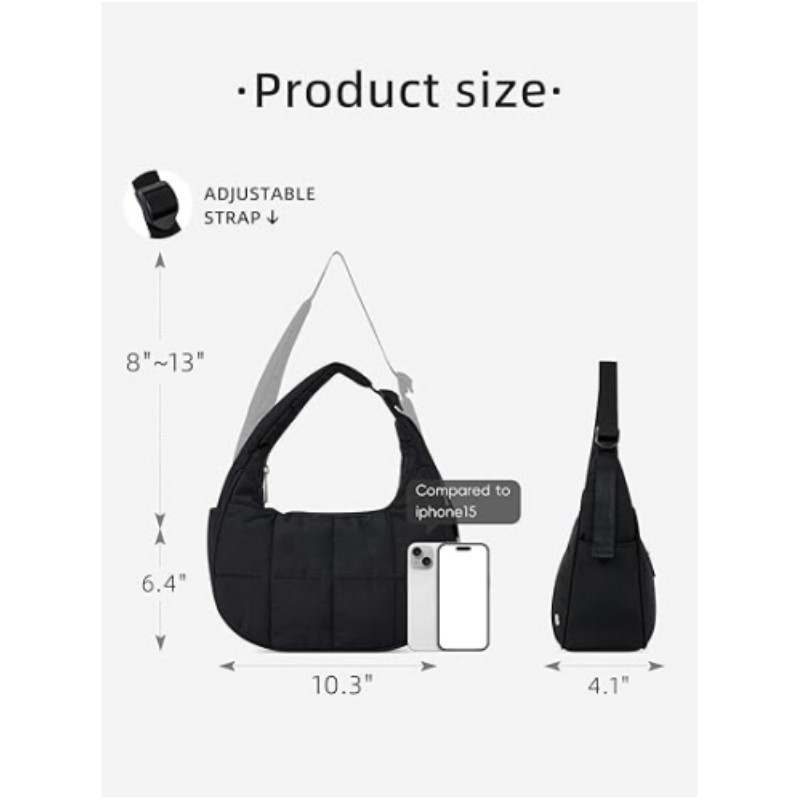 New Style Fashion Women's Small Size Down Quilted Shoulder Bag with Nylon Shoulder Purse and Handbag with Adjustable Shoulder Strap