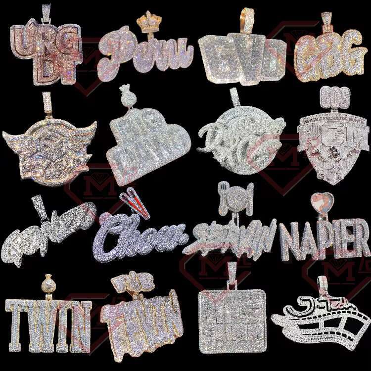 Sparkling Moissanite Letter Pendant 925 Sterling Silver Initial Letter Iced Out Hiphop Custom Moissanite Pendant
