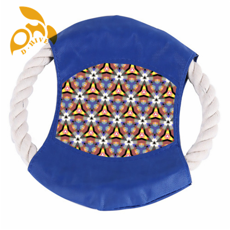 Cotton rope frisbee dog toy training outdoors