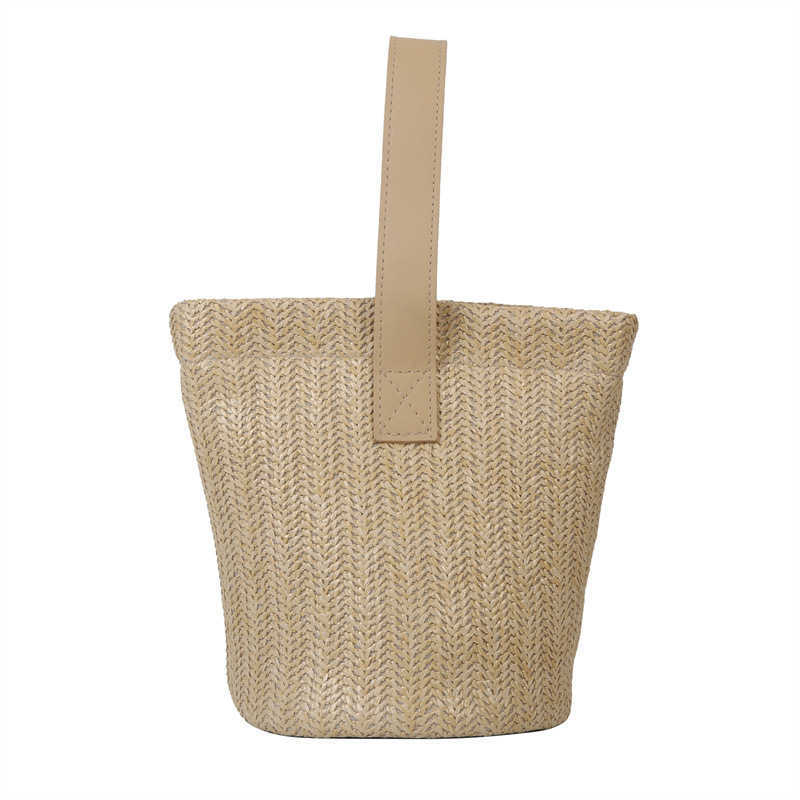 Summer Small Bag Women New Girl Grass Woven Bucket Bag Vacation Beach Bag Woven Handheld Bento Bag