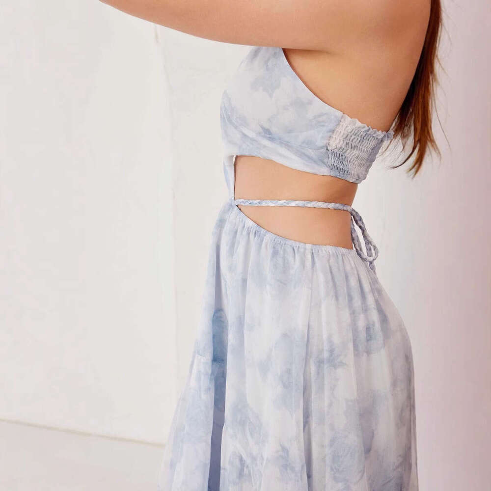 Maxi Dress Domestic Spring Summer New Style Hanging Neck Printed Backless Niche Design Dress KQ