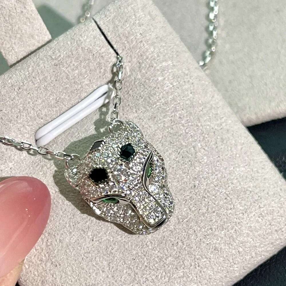 Black Enamel Spots CZ Dia Panther Leopard Head Pendant Necklaces Designer Jewelry For Men Women
