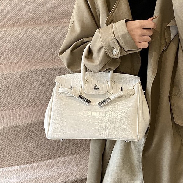 New trendy European and American retro fashion bags, crocodile print large-capacity Kelly bags, casual and versatile, popular online celebrity handbag