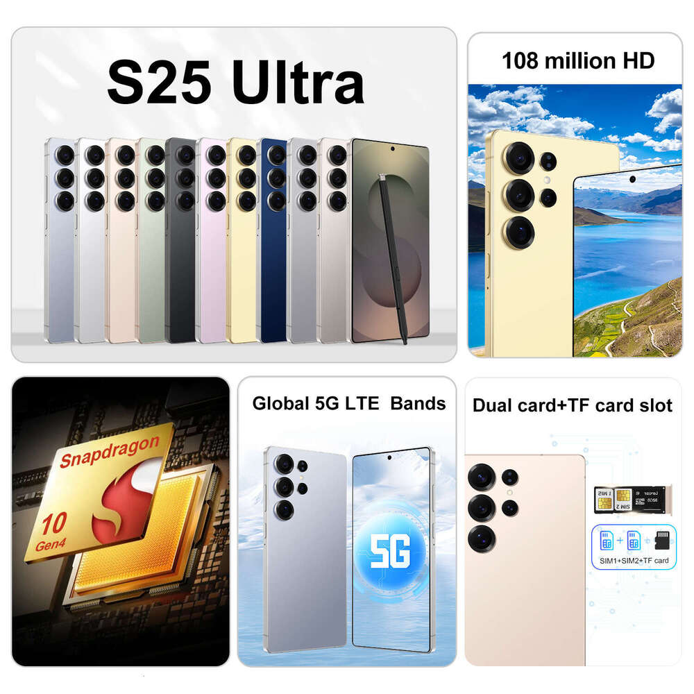S25 Ultra mobile phone Android smart phone 16+1T Cell Phones Unlock Touch Screen Phone Androids Camera Telephone HD Display Face Recognition