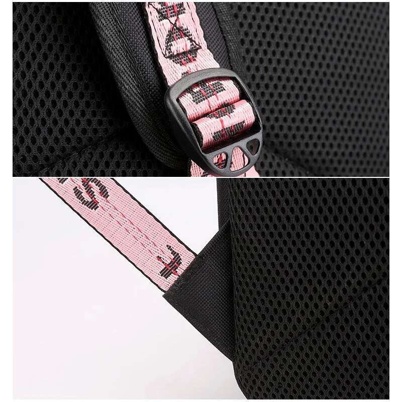 College Students Fashion Trend Travel Backpack USB Charging Laptop Bagpack Black School Bags for Teenager