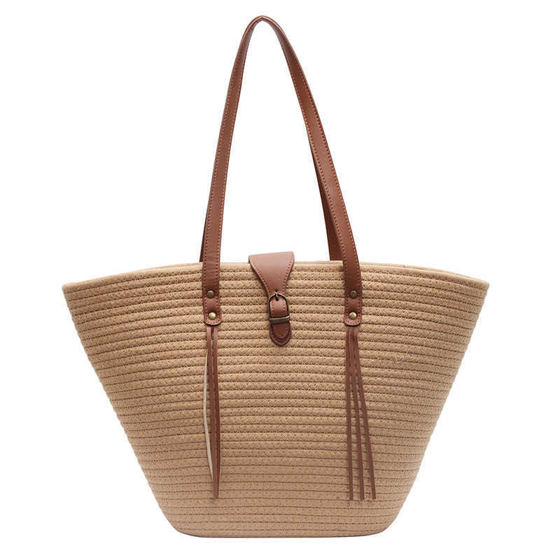New Leisure Small Fresh Woven Armpit Beach Bag Commuting Large Capacity Commuting Vegetable Basket Tote Bag for Women