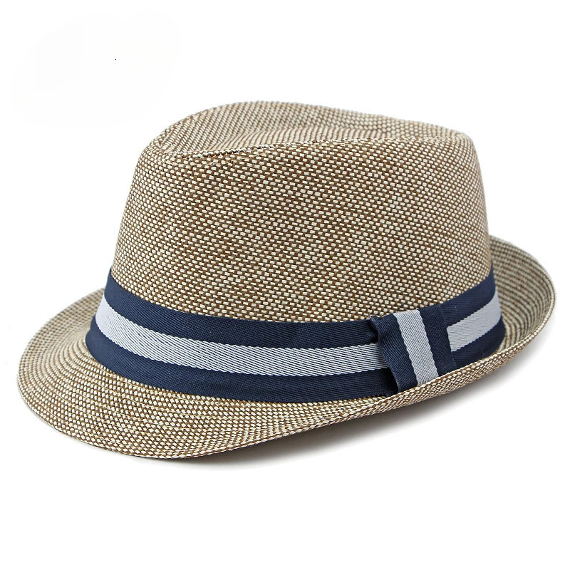 Middle-aged and Elderly Mens Top Hat Spring Summer Sun Protection Beach Cap Grass Wedding Fedora Jazz Hat Party 250516