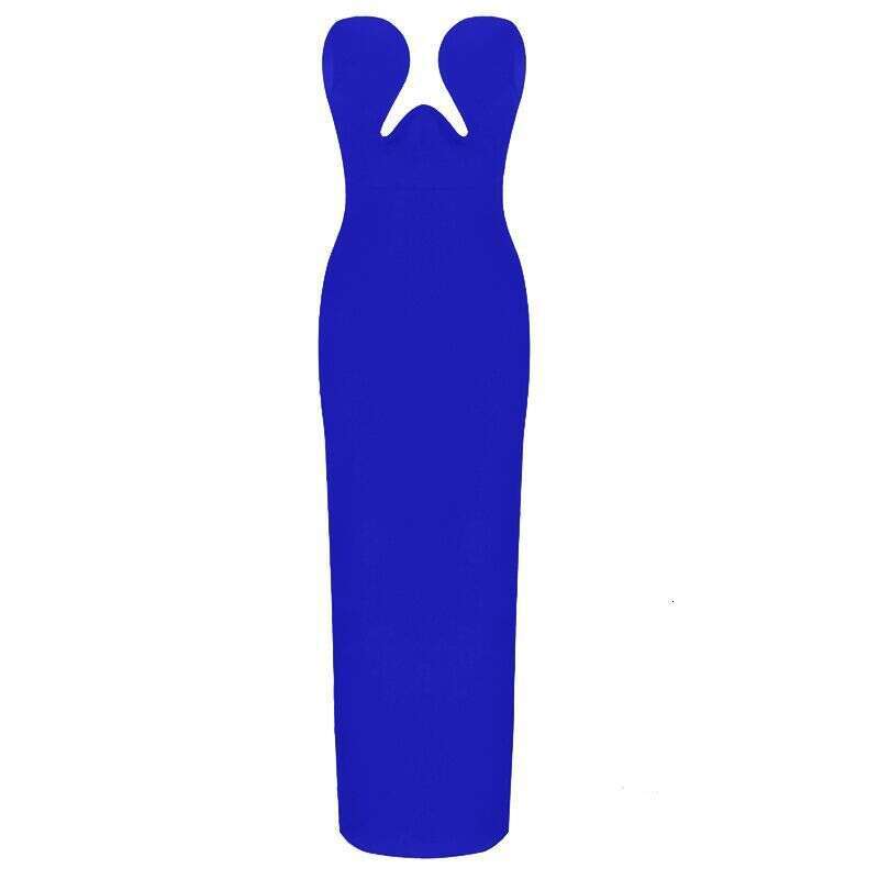 Maxi Dress Fashionable Bandage Dress Sexy Strapless V Neck High Waisted Long Formal Dress KQ