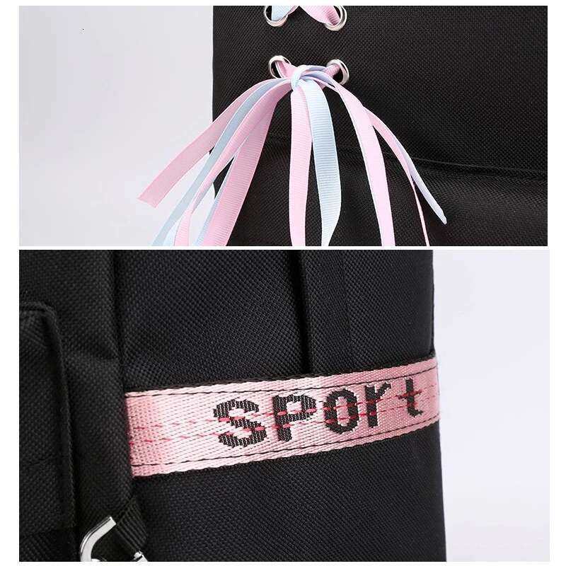 College Students Fashion Trend Travel Backpack USB Charging Laptop Bagpack Black School Bags for Teenager