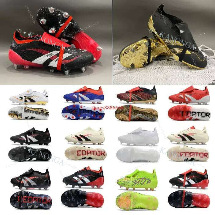2025 Good Quality Boots 25 Tongue Fold Laceless Dhgate Laces FG Mens Soccer Cleats Comfortable Training Leather Football Shoes Kids Uk4
