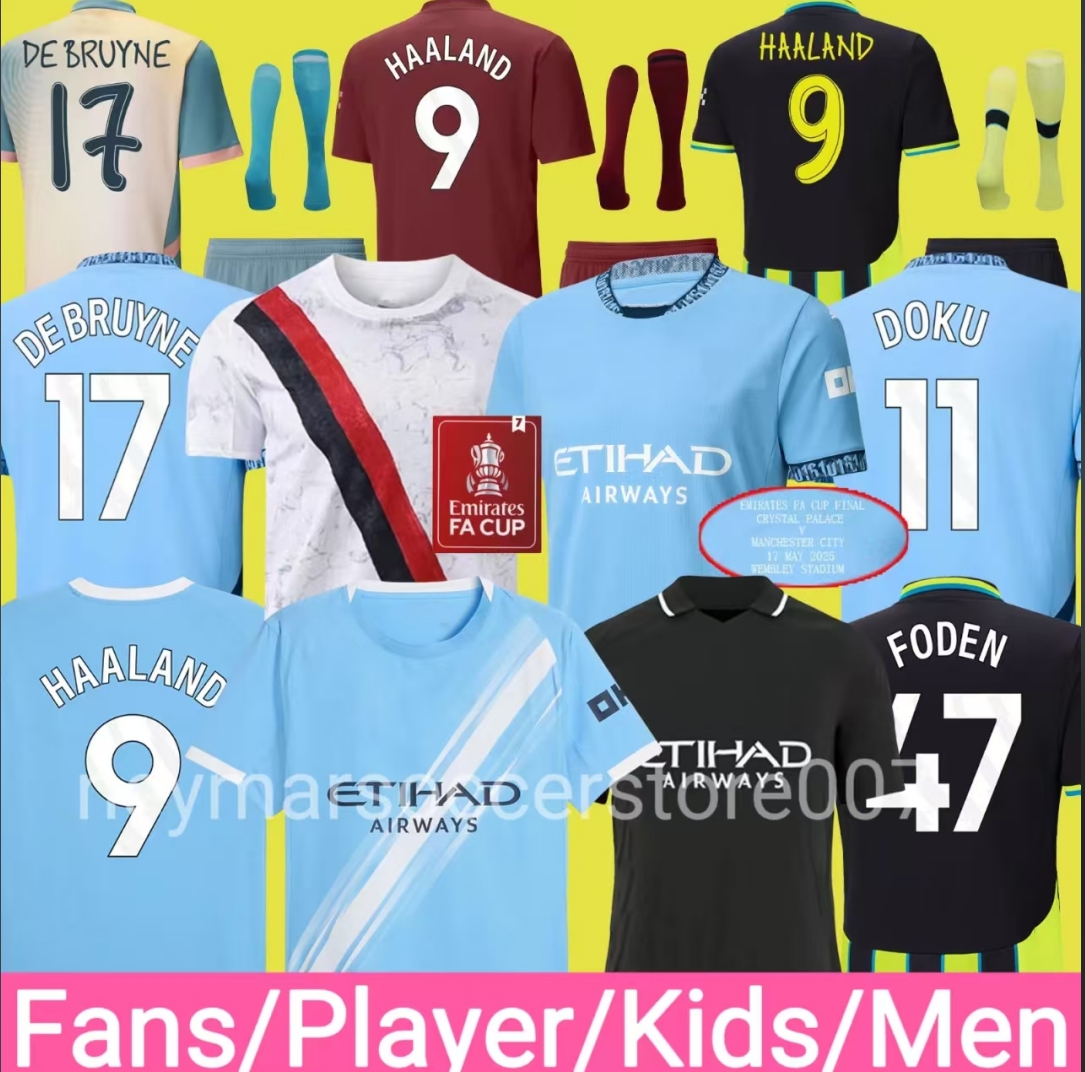 DOKU HAALAND 24 25 Fourth Marmoush SOCCER JERSEYS Khusanov GREALISH DE BRUYNE FODEN 2024 2025 RODRIGO mans Gundogan football shirt men kids
