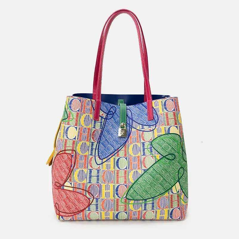 CH Letter Printing Design Shoulder Large Capacity Women's Crossbody Bag Premium Feeling Versatile Ladies Handbag Fashion
