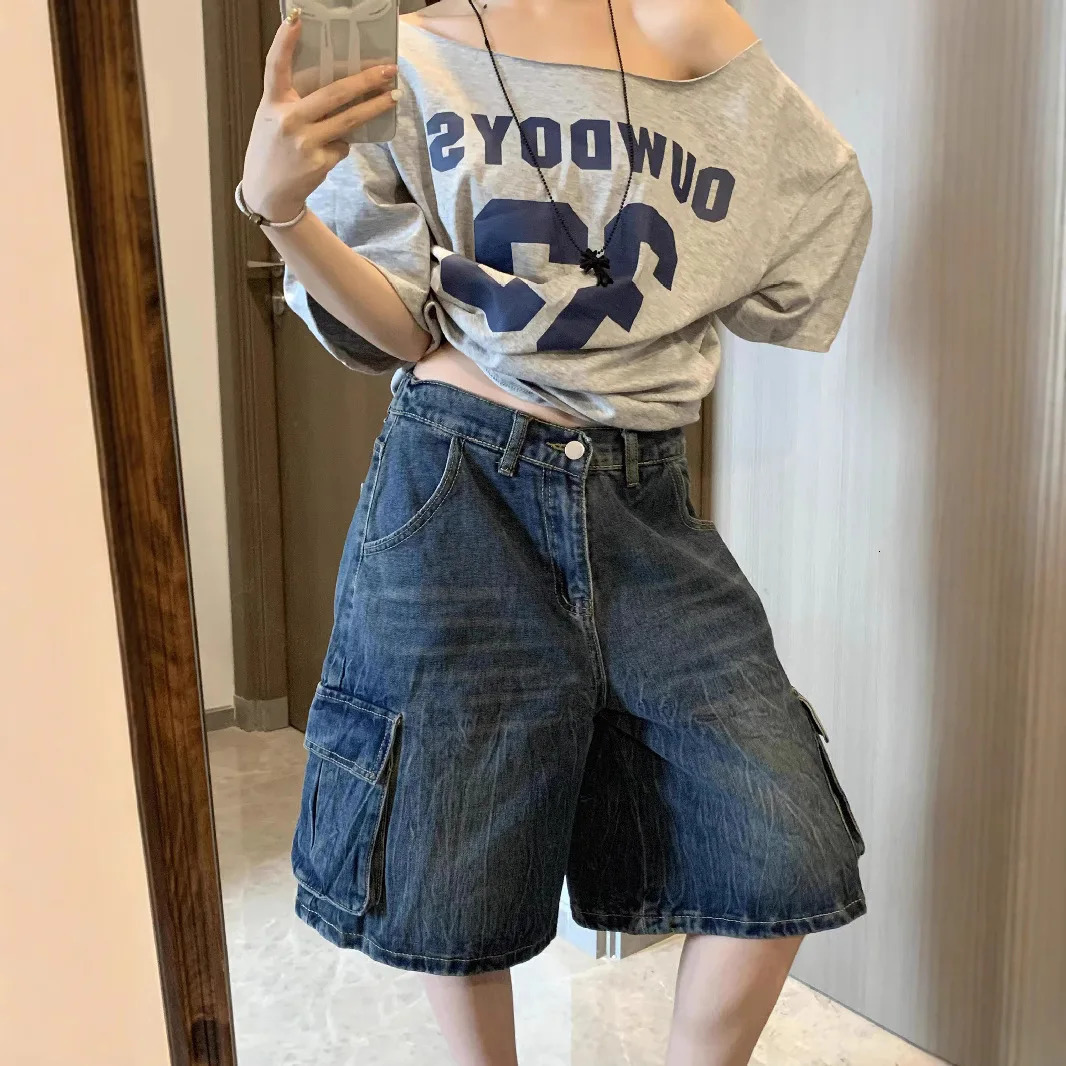 American pure desire slanted shoulder off-the-shoulder short-sleeved T-shirt loose and simple style thin sweet Spice Girl top 250517