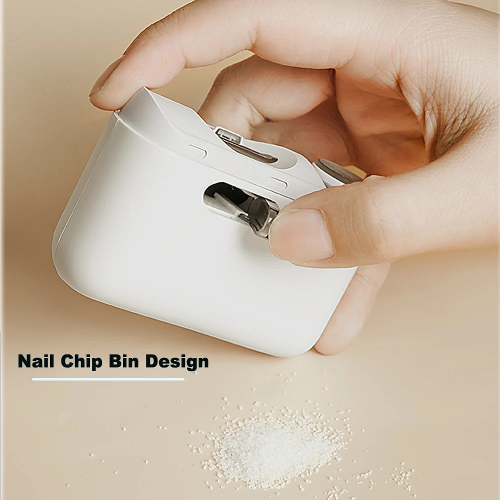 2 in 1 Electric Nail Clipper with Lights Type-C Rechargeable Polisher Manicure Machine Portable Automatic Nail Cutter For Nails 250517