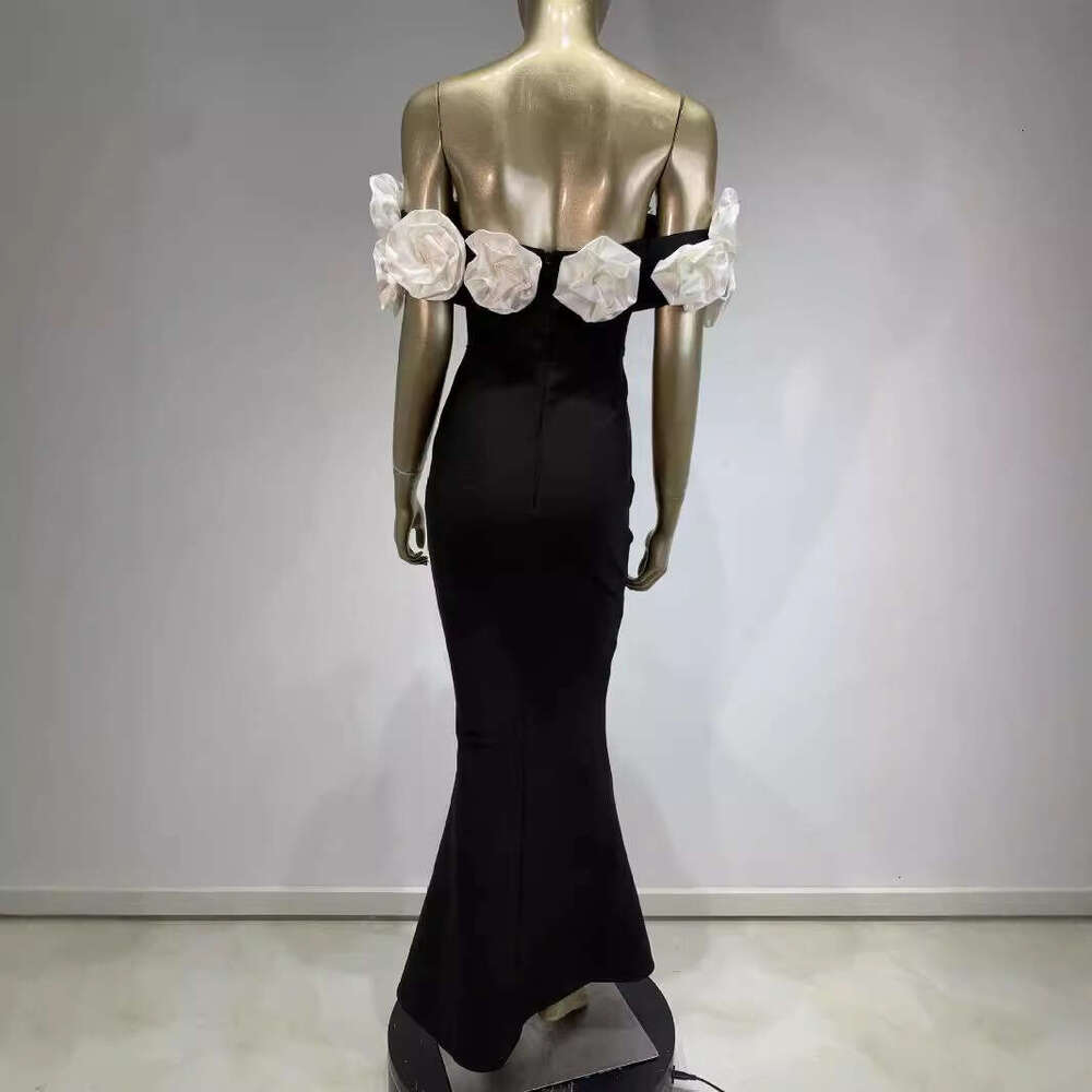 Maxi Dress New Evening Elegant And Fashionable Off Shoulder V Neck Stickers Bandage Party Dress Formai Dress