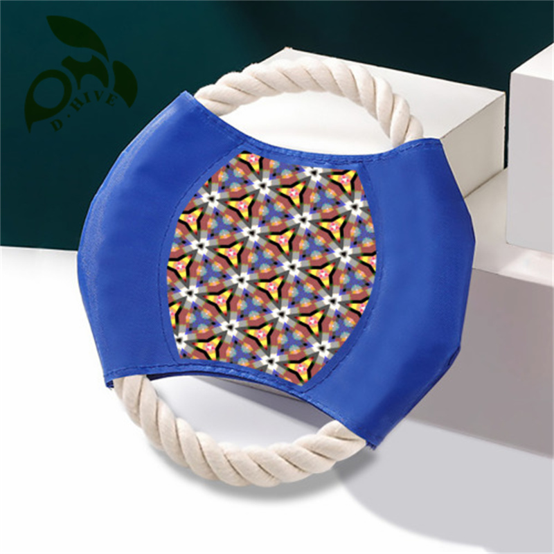 Cotton rope frisbee dog toy training outdoors