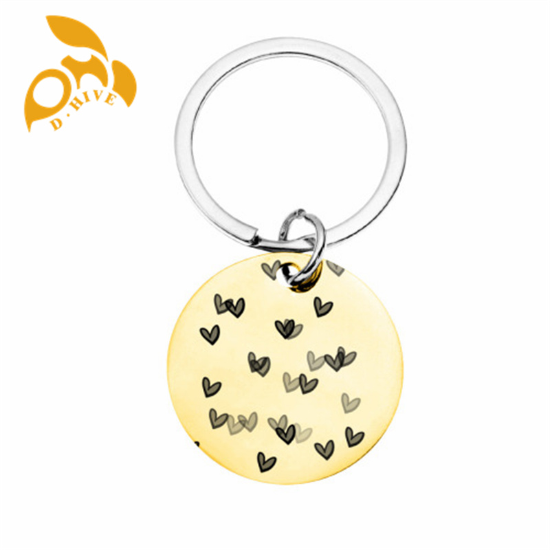 fashion Stainless steel keychain (double-sided laser engraving) 3x3cm suitable for pet accessories.