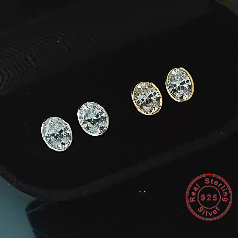 Choucong Brand Classical Jewelry Stud Earrings Genuine 100% 925 Sterling Silver 18k Gold Oval Cut White Moissanite Diamond Women Fashion Wedding Earri