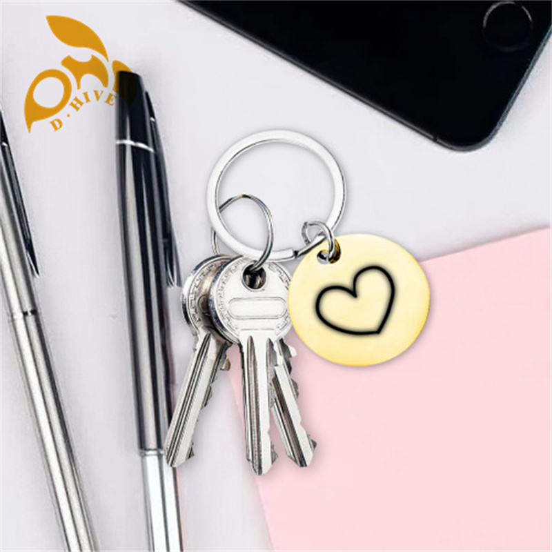 new Stainless steel keychain (double-sided laser engraving) 3x3cm suitable for pet accessories.