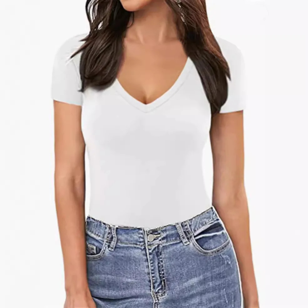 Bodysuit Women Sexy Slim Short Sleeve Bodycon Jumpsuit V Neck Rompers Overalls Body Shapers 2024 250517