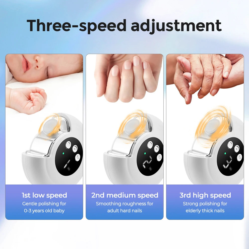 2 in 1 Rotatable Electric Nail Clipper Grinding and Polishing With Lighting Automatic Rechargeable Nail Trimmer for Baby Adult 250517